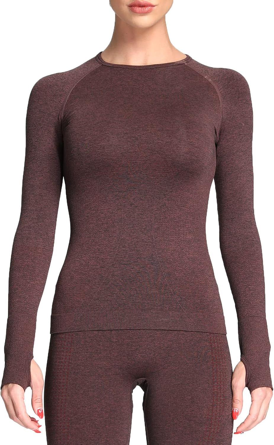 Workout Long Sleeve Shirts for Women Fall Athletic Gym Yoga Running Seamless Tee T-Shirt Tops