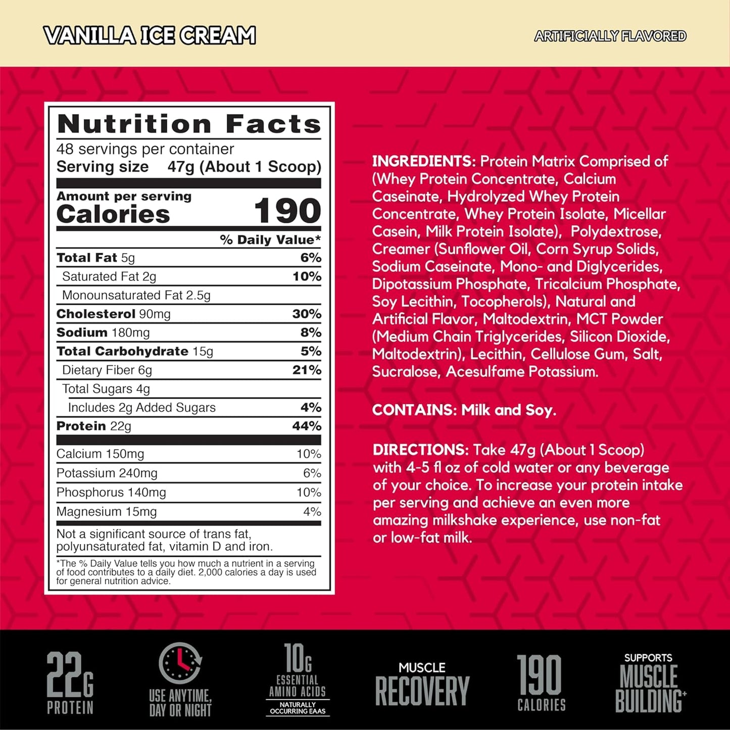 SYNTHA-6 Whey Protein Powder, Micellar Casein, Milk Protein Isolate Powder, Vanilla Ice Cream, 5 Pounds, 48 Servings (Pack of 1) - Package May Vary