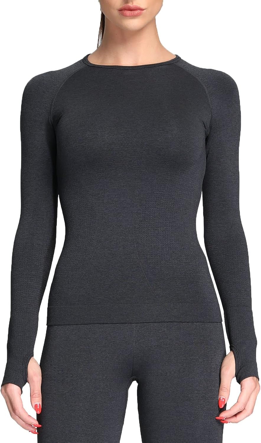Workout Long Sleeve Shirts for Women Fall Athletic Gym Yoga Running Seamless Tee T-Shirt Tops
