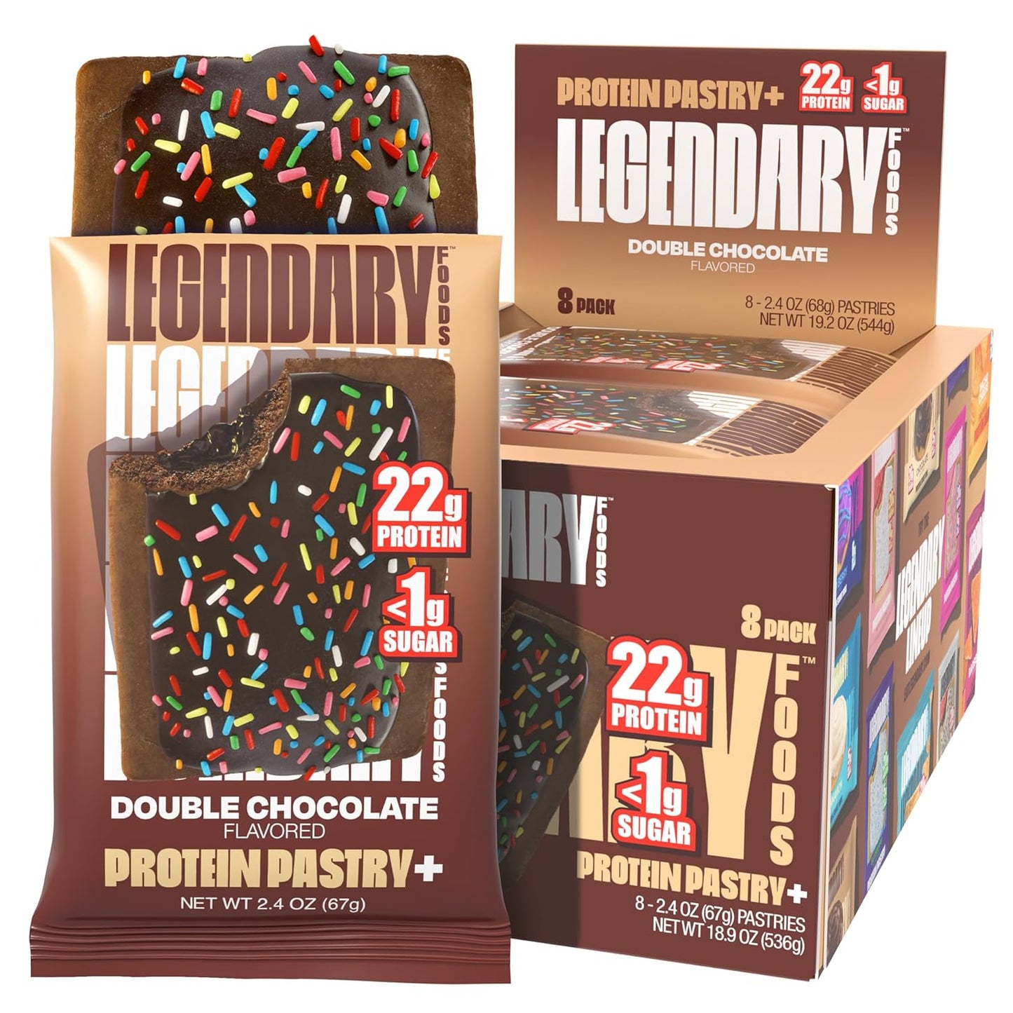 22G Protein Pastry+ Strawberry Low Carb Meal Replacement Bar, Low Glycemic, Gluten Free Protien Snacks - Healthy Keto Snack Box, 8X Zero Sugar Energy Bars - Bariatric Diabetic Friendly