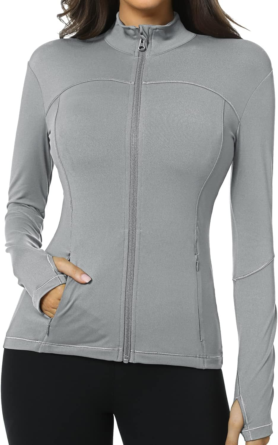 Womens Running Jackets Athletic Workout Scrub Jacket Track Full Zip up Gym for Women Yoga Top