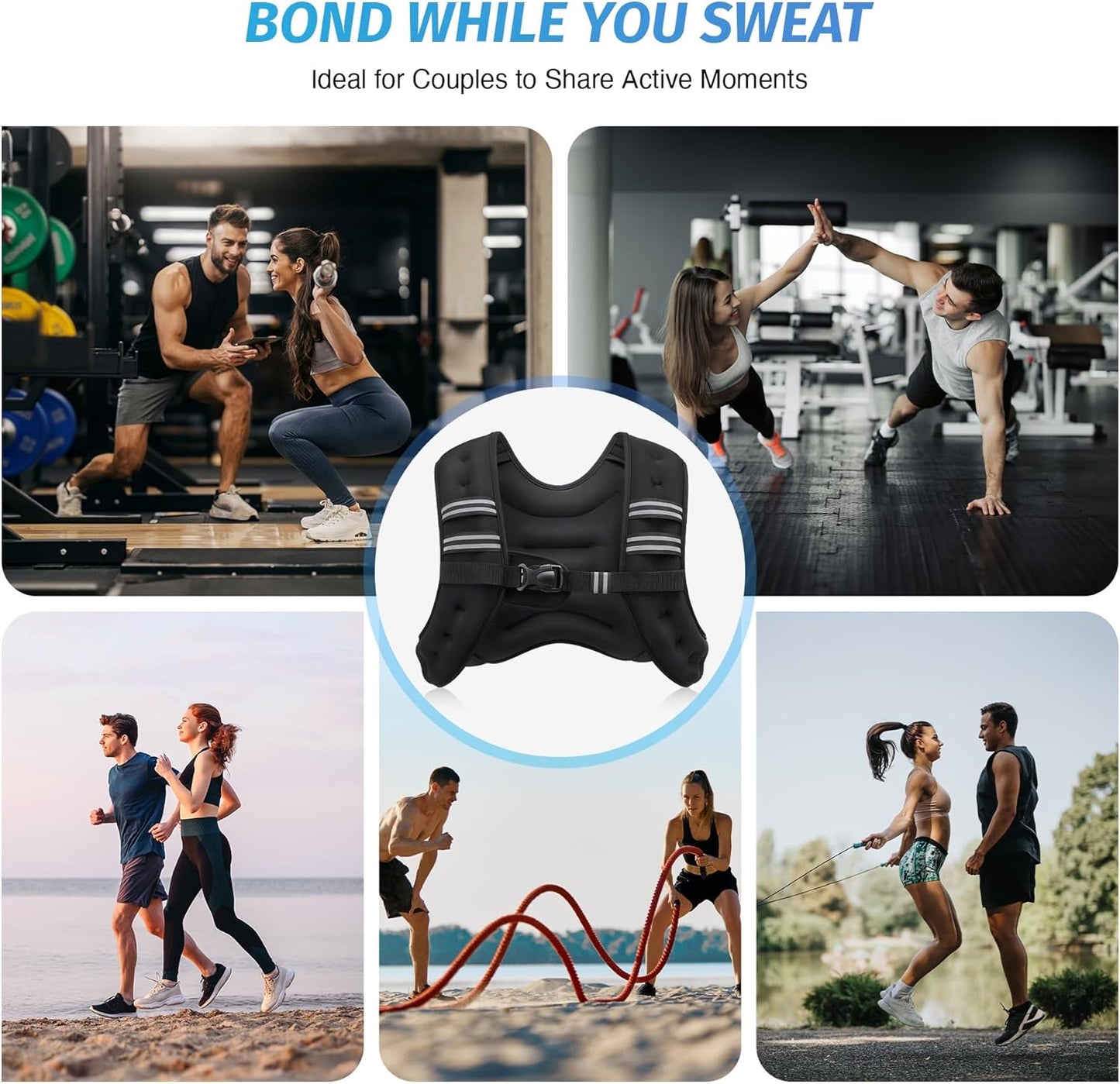 Weighted Vest with Reflective Stripe - Available in 6Lb to 30Lb for Enhanced Workout, Strength Training, Running, Fitness, Muscle Building, and Weight Loss