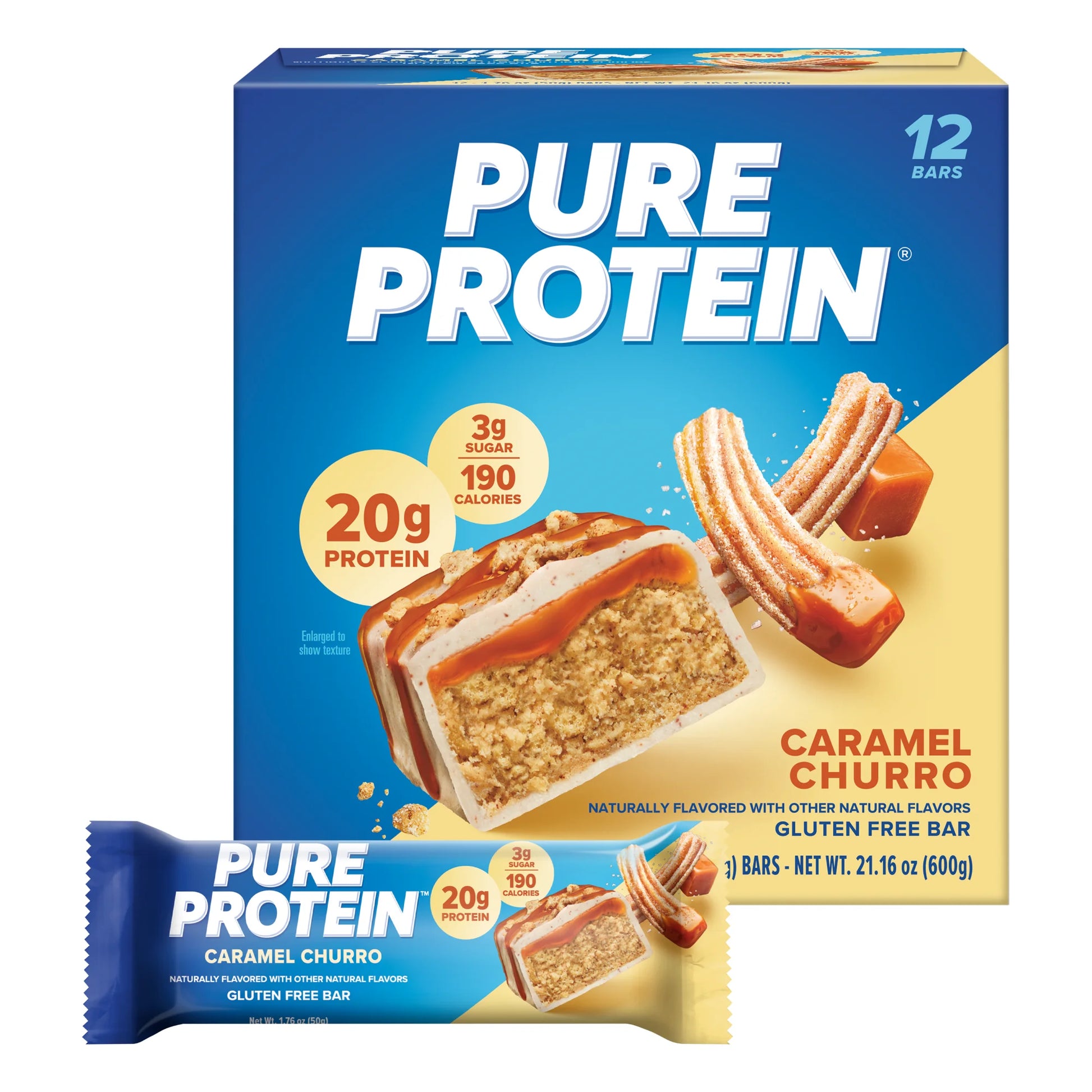 Bars, Caramel Churro, 20G Protein, Gluten Free, 1.76 Oz, 12 Ct