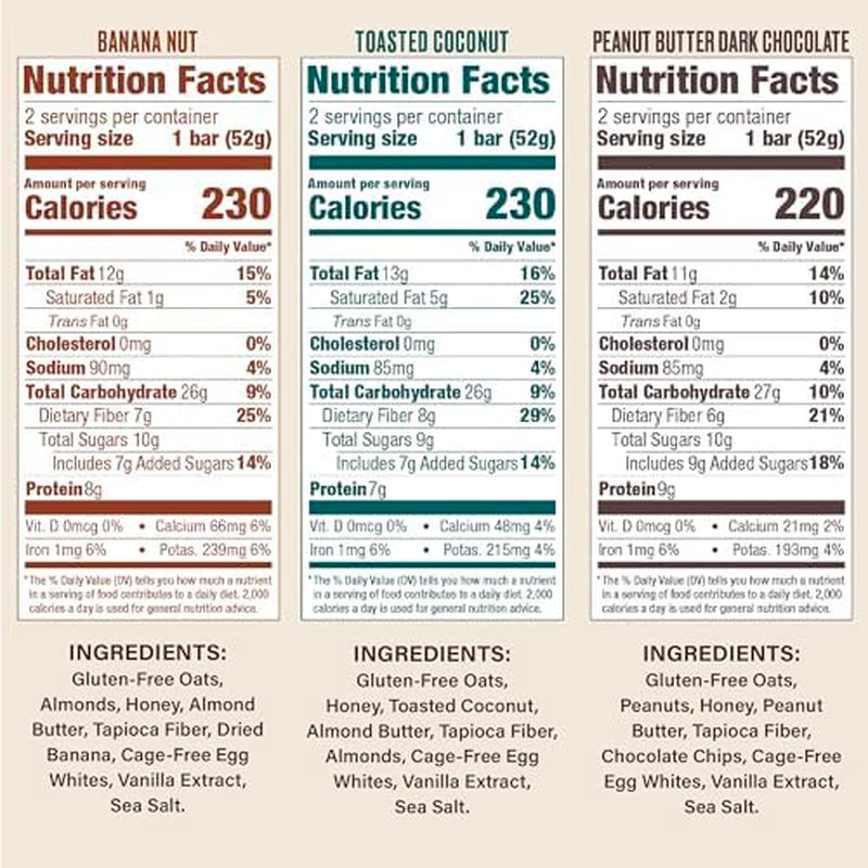 Soft and Chewy Oatmeal Breakfast Bars - Granola and Protein Bars -12 Energy Snack Bars - Clean, Organic, Gluten Free, Dairy Free, Soy Free and Kosher (Variety Pack, 12 Count)