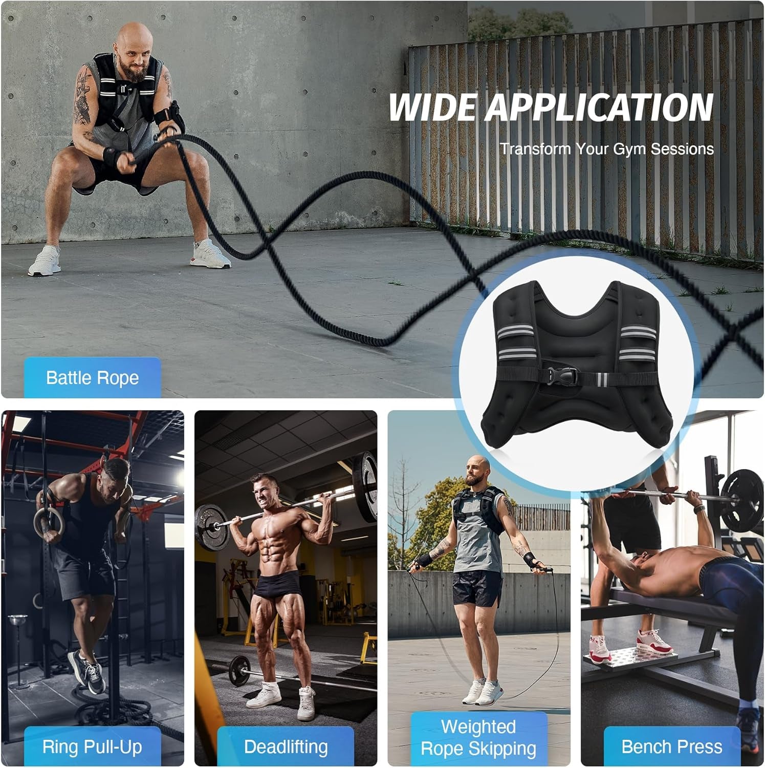 Weighted Vest with Reflective Stripe - Available in 6Lb to 30Lb for Enhanced Workout, Strength Training, Running, Fitness, Muscle Building, and Weight Loss