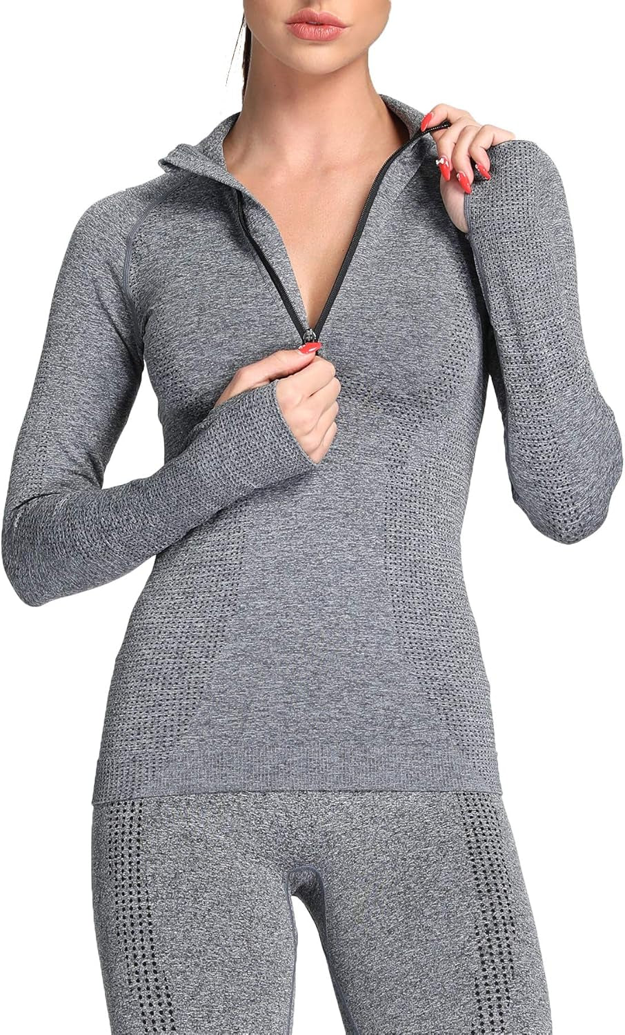 Workout Long Sleeve Shirts for Women Fall Athletic Gym Yoga Running Seamless Tee T-Shirt Tops
