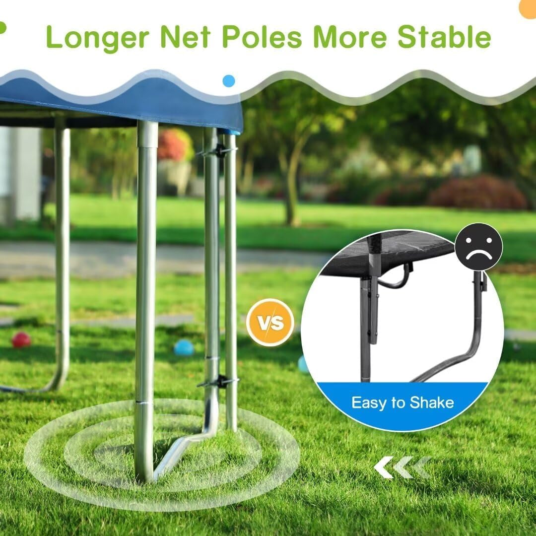 No-Gap Design 16 15 14 12 10FT Trampoline with Safety Enclosure Net and Non-Slip Ladder 10-Year Quality Assurance 