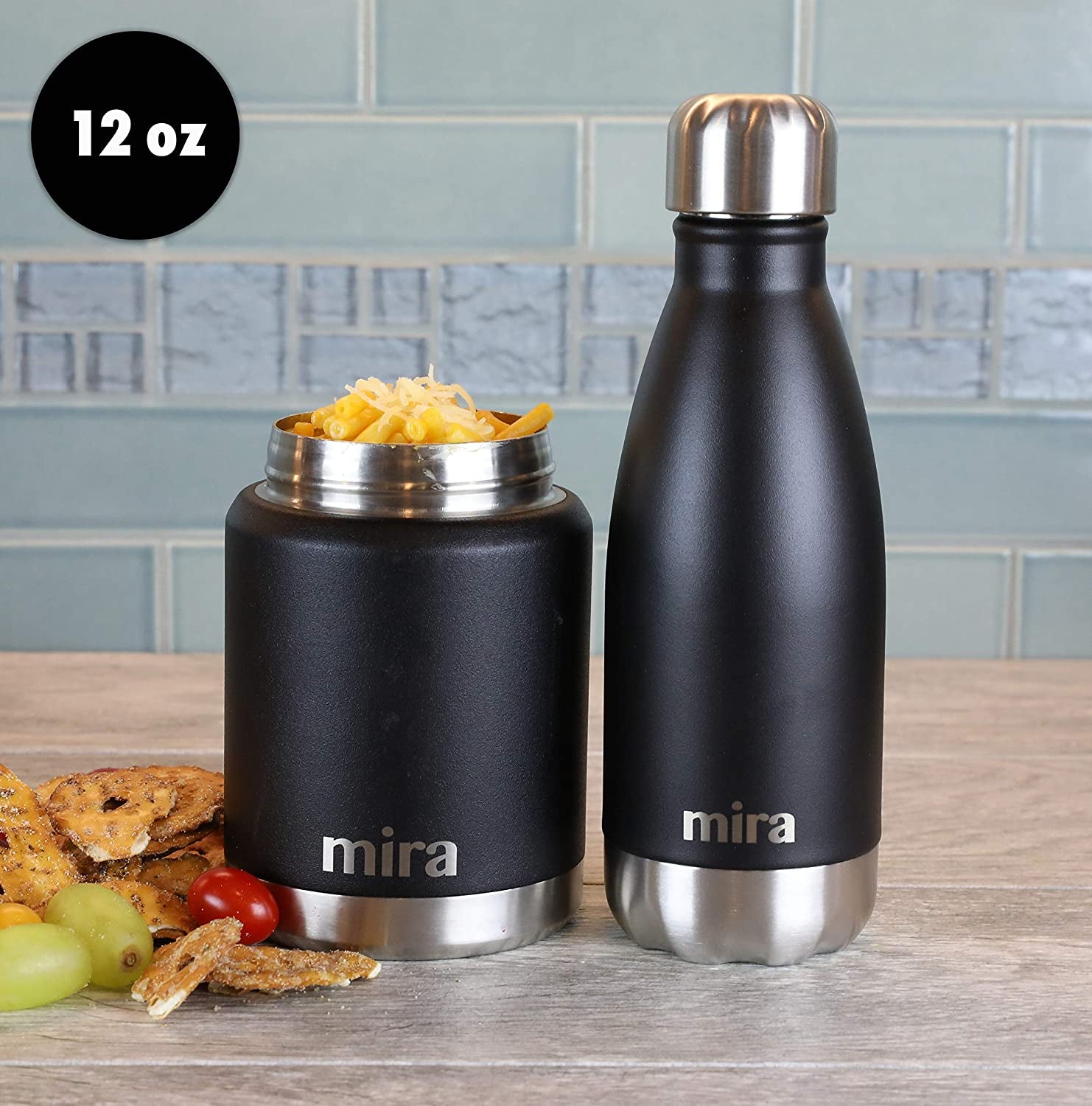 12 Oz Insulated Water Bottle - Slim Stainless Steel Cola Shape Thermo - Double Wall Hot & Cold Flask (24Hr Cold/12Hr Hot) 