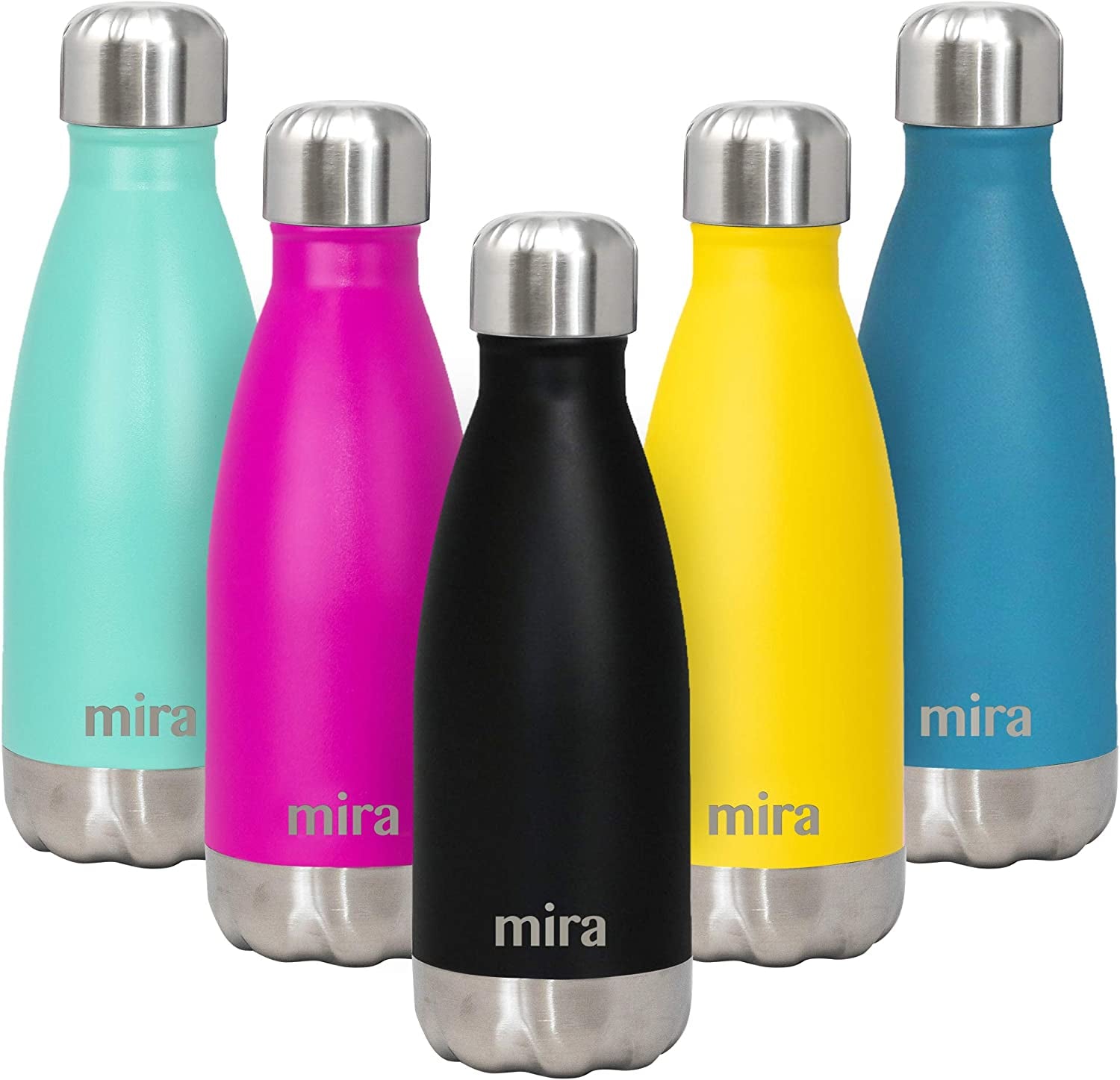 12 Oz Insulated Water Bottle - Slim Stainless Steel Cola Shape Thermo - Double Wall Hot & Cold Flask (24Hr Cold/12Hr Hot) 