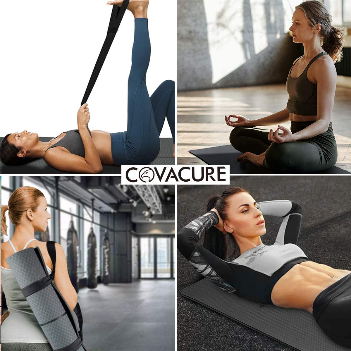 Yoga Mat - Non Slip Thick Yoga Mat with Adjustbale Carrying Strap, Eco Friendly, Anti-Tear Proof Workout, Pilates and Exercises