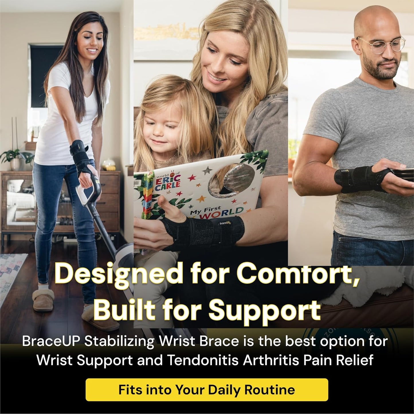 Carpal Tunnel Wrist Brace - Metal Wrist Splint for Hand and Wrist Support and Tendonitis Arthritis Pain Relief