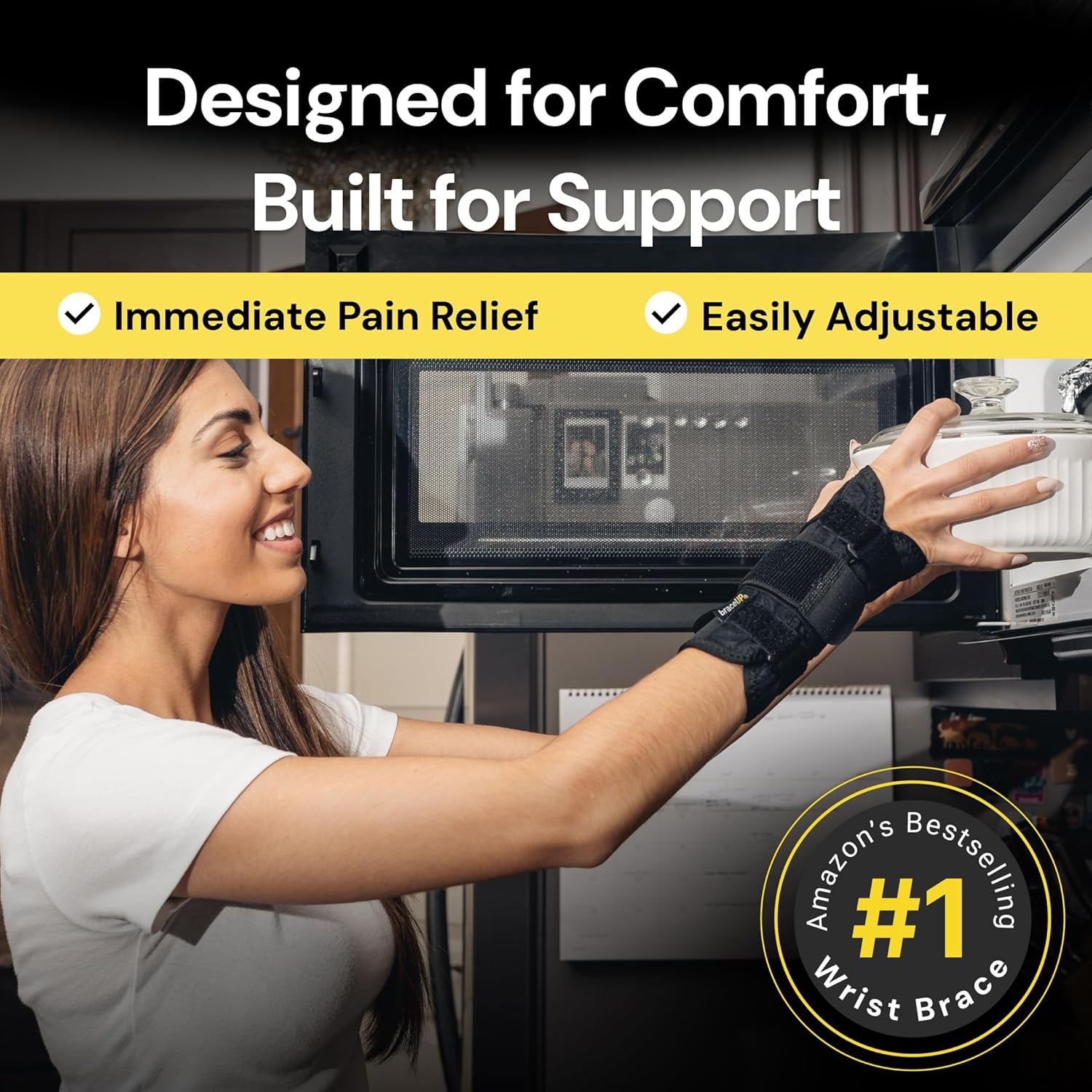 Carpal Tunnel Wrist Brace - Metal Wrist Splint for Hand and Wrist Support and Tendonitis Arthritis Pain Relief