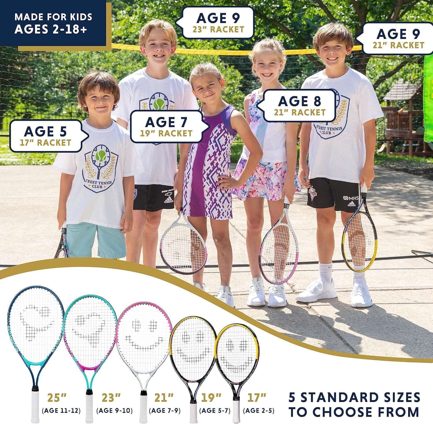 Kids Tennis Racket with Training Videos – Aluminum Youth Tennis Racket with Neoprene Handle for Children Age 5-12 – Learn Faster and Play Better