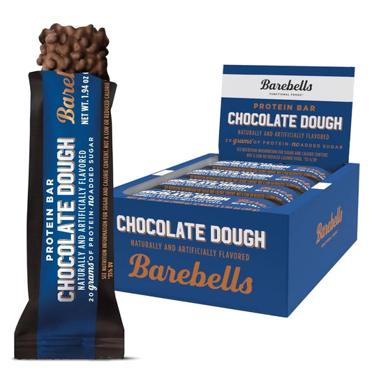 Protein Bars Chocolate Dough - 12 Count, 20G High Protein Treats - Chocolate Nutrition Bar with 1G Total Sugars - On-The-Go Breakfast or Post-Workout Snack
