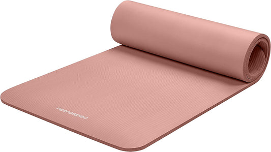 Solana Yoga Mat 1/2" Thick W/Nylon- Non Slip Exercise Mat for Yoga, Pilates, Stretching, Floor & Fitness Workouts