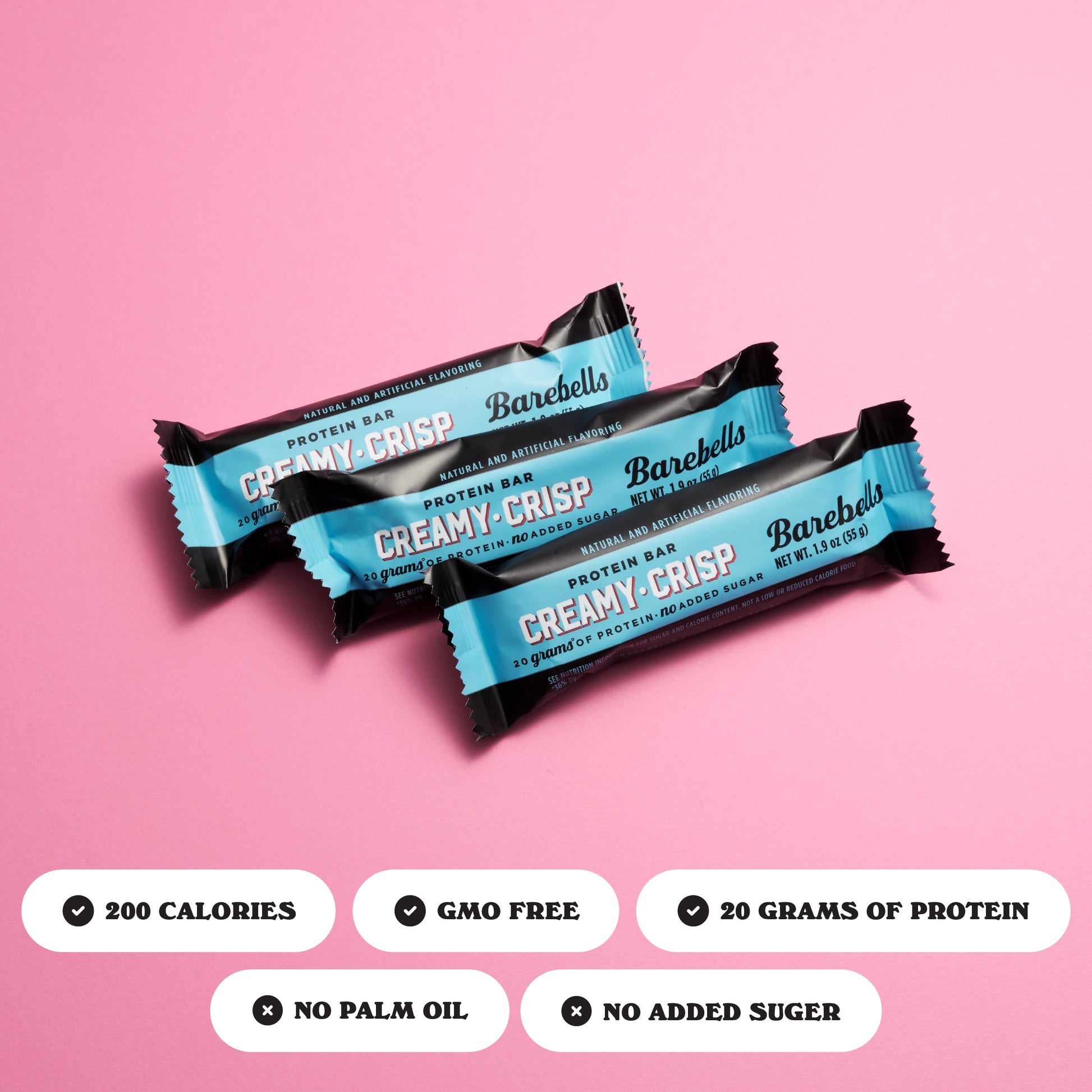 Protein Bars Creamy Crisp - 12 Count, 20G High Protein Treats - Chocolate Nutrition Bar with 1G Total Sugars - On-The-Go Breakfast or Post-Workout Snack