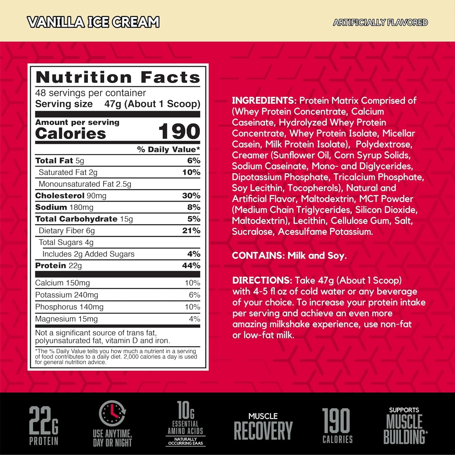 SYNTHA-6 Whey Protein Powder, Micellar Casein, Milk Protein Isolate Powder, Vanilla Ice Cream, 5 Pounds, 48 Servings (Pack of 1) - Package May Vary