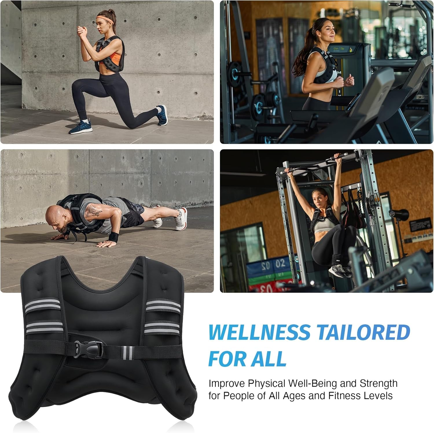 Weighted Vest with Reflective Stripe - Available in 6Lb to 30Lb for Enhanced Workout, Strength Training, Running, Fitness, Muscle Building, and Weight Loss