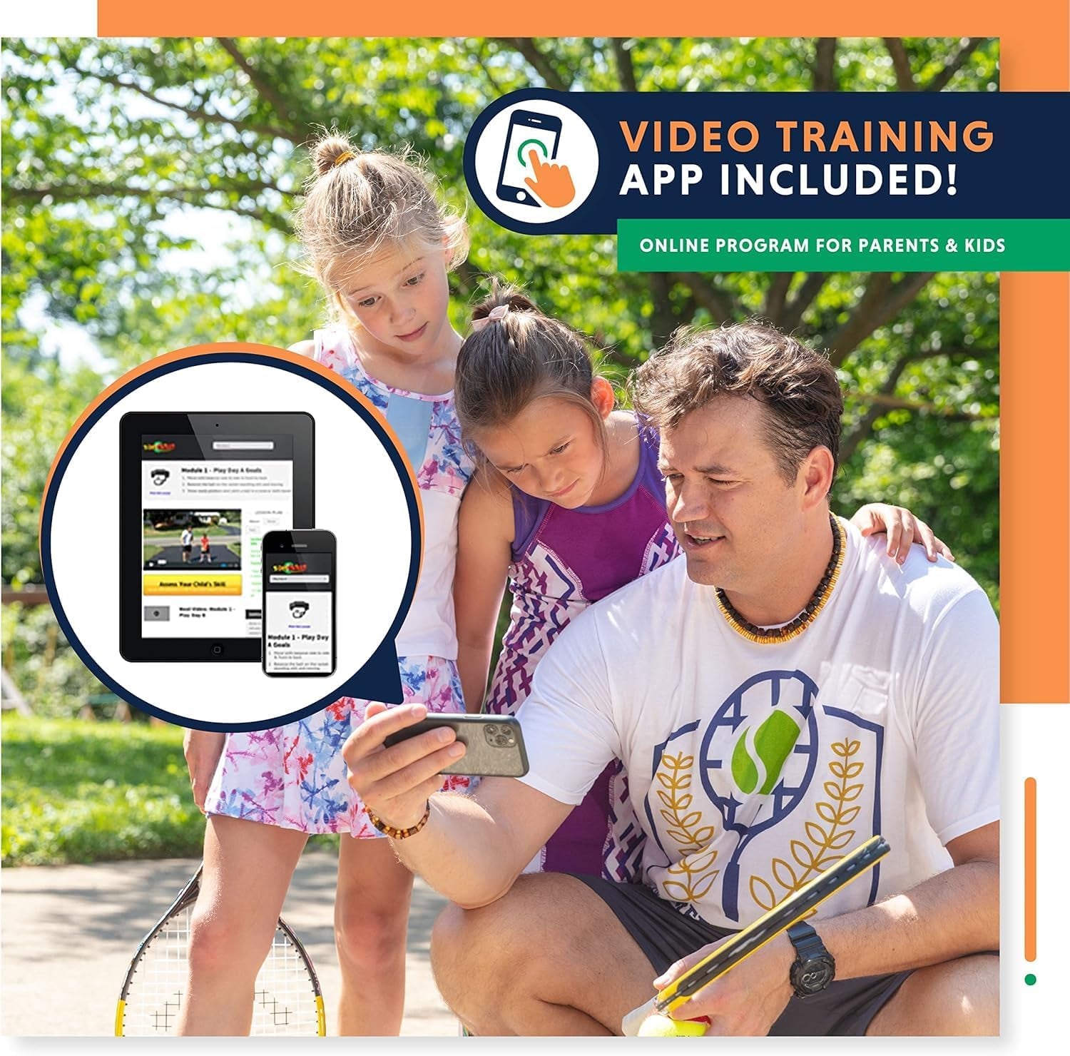Kids Tennis Racket with Training Videos – Aluminum Youth Tennis Racket with Neoprene Handle for Children Age 5-12 – Learn Faster and Play Better