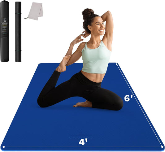 Large Yoga Mat (6'X 4'), Yoga Mat Thick 1/3 &1/4 Exercise Mats for Home Workout, Yoga, Pilates (Black,1/4 Inch)