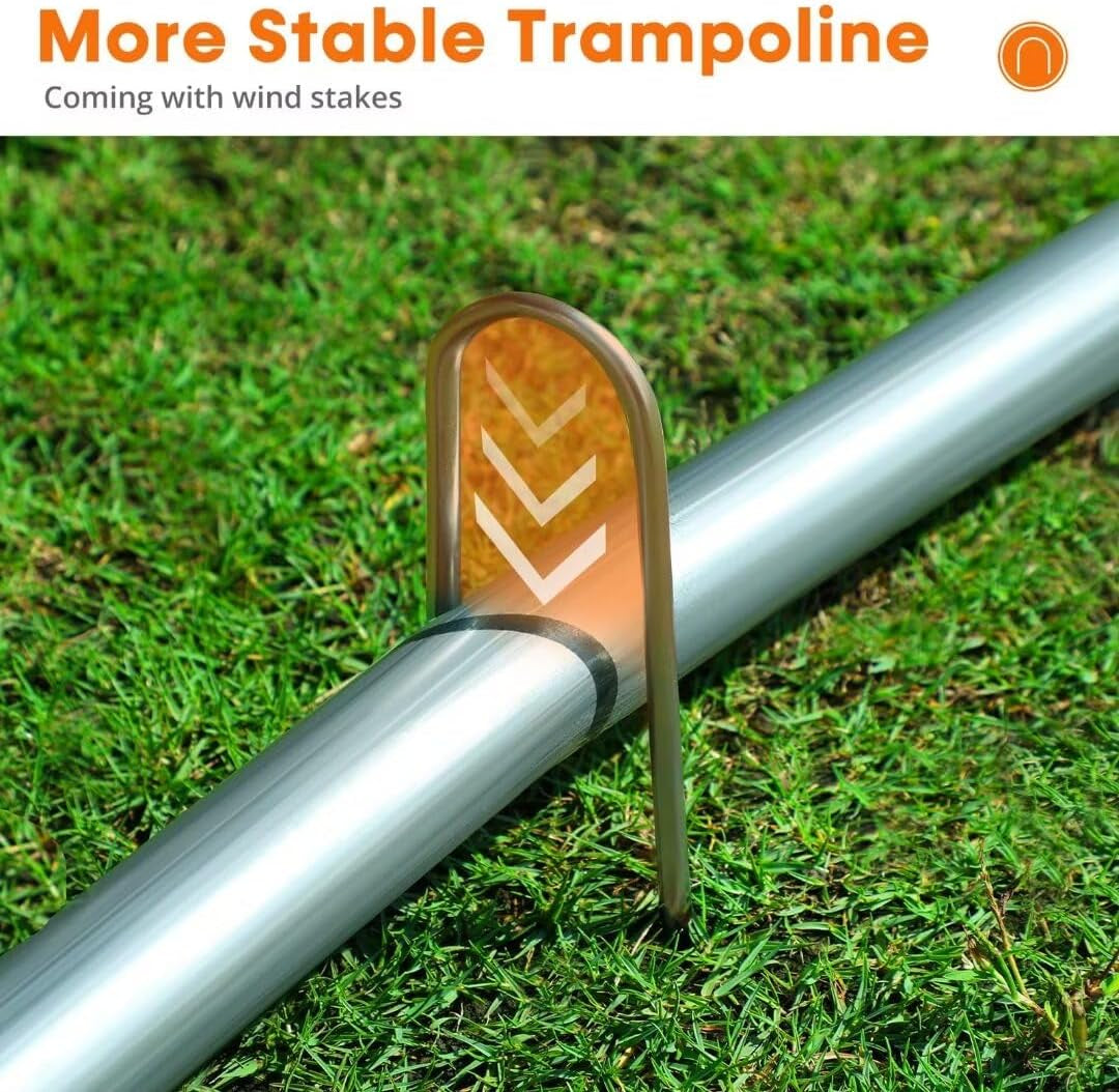 1200LBS Weight Capacity Trampoline 16 15 14 12 10 8 FT with Safety Enclosure Net Curved Poles