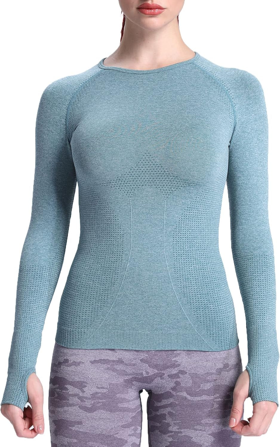 Workout Long Sleeve Shirts for Women Fall Athletic Gym Yoga Running Seamless Tee T-Shirt Tops