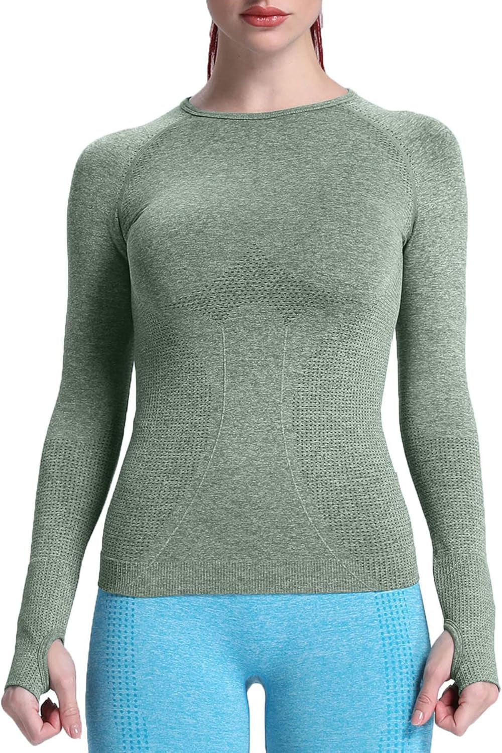 Workout Long Sleeve Shirts for Women Fall Athletic Gym Yoga Running Seamless Tee T-Shirt Tops