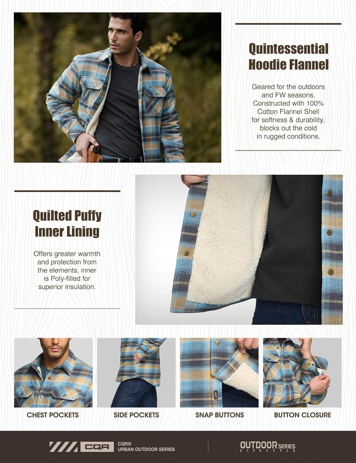 Men'S Plaid Flannel Shirt Jacket, Long Sleeve Soft Warm Sherpa/Quilted Lined, Button Up/Zip-Front