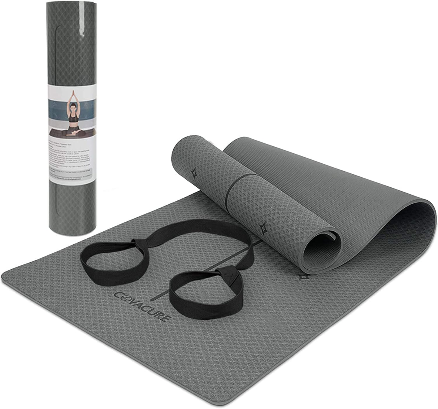 Yoga Mat - Non Slip Thick Yoga Mat with Adjustbale Carrying Strap, Eco Friendly, Anti-Tear Proof Workout, Pilates and Exercises