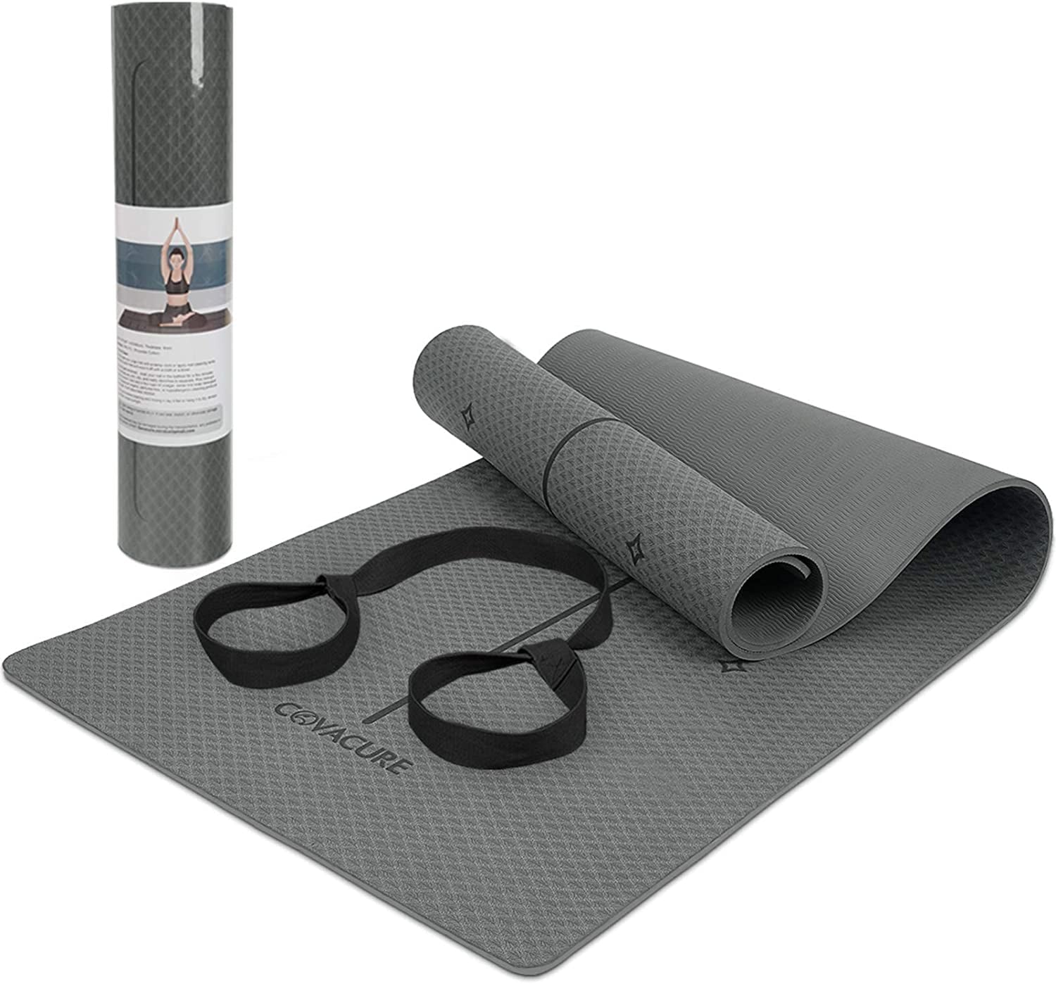 Yoga Mat - Non Slip Thick Yoga Mat with Adjustbale Carrying Strap, Eco Friendly, Anti-Tear Proof Workout, Pilates and Exercises