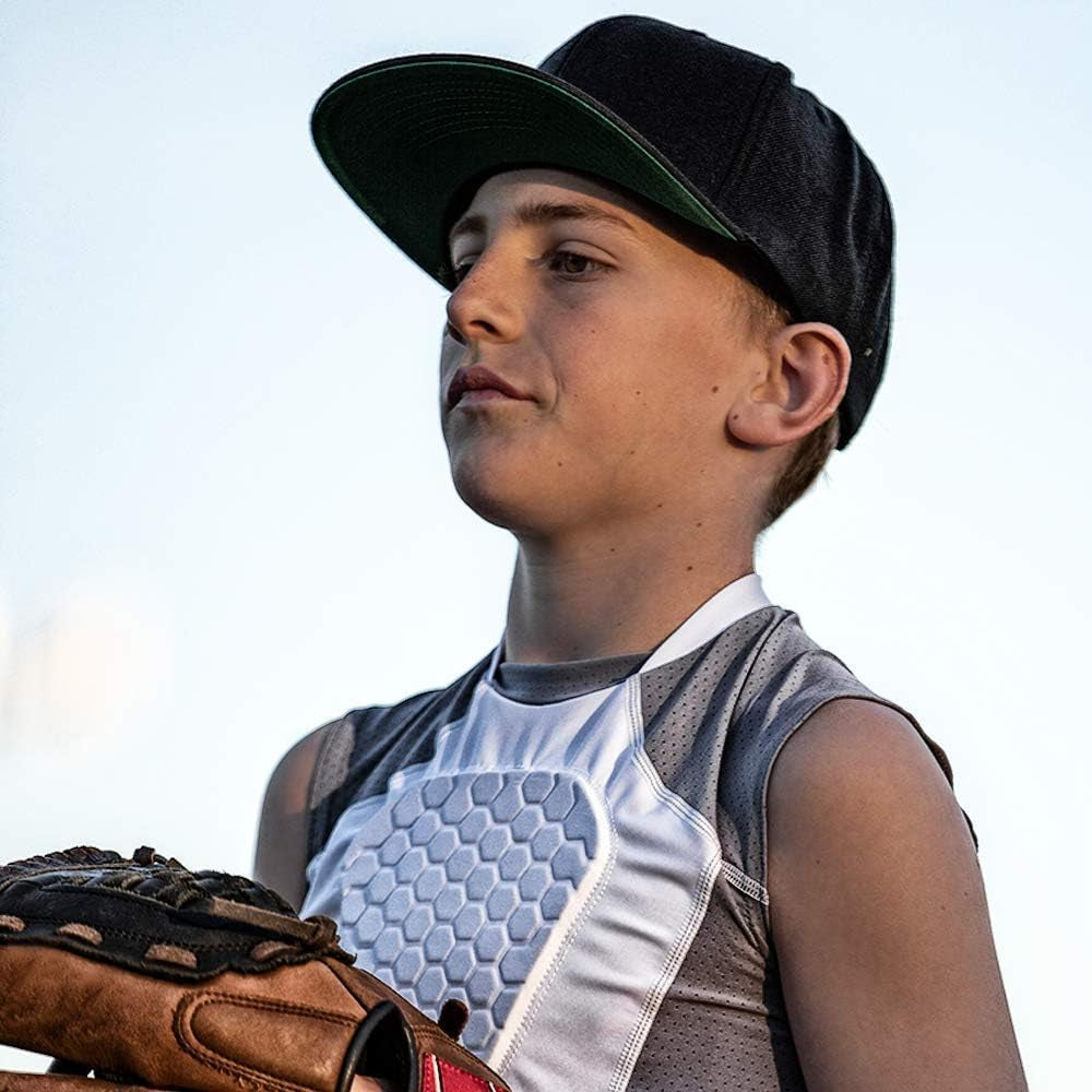 Youth Chest Protector Baseball Heart Guard Sternum Protection Compression Shirt.
