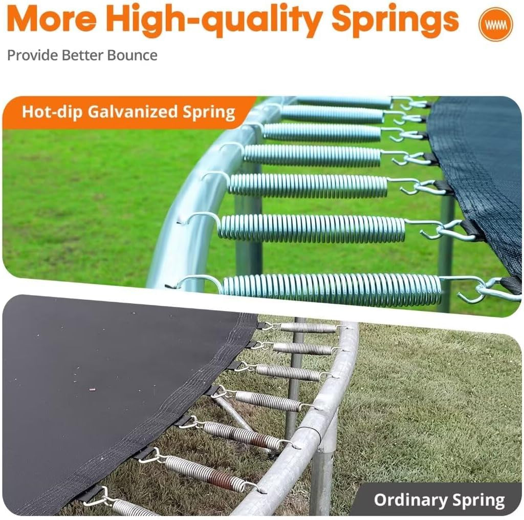 1200LBS Weight Capacity Trampoline 16 15 14 12 10 8 FT with Safety Enclosure Net Curved Poles