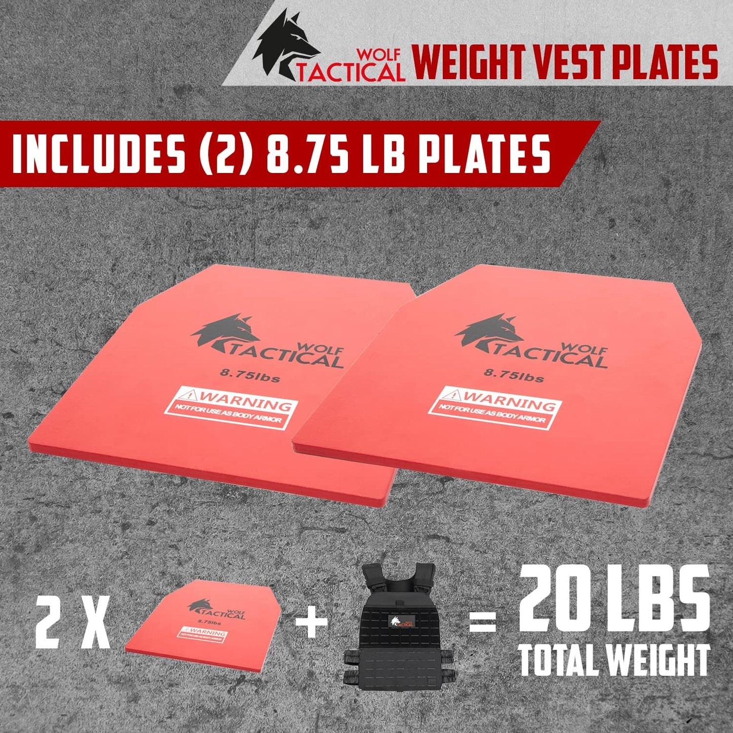 Weight Vest Plates - 5.75/8.75/14.5/19.75LB Pairs