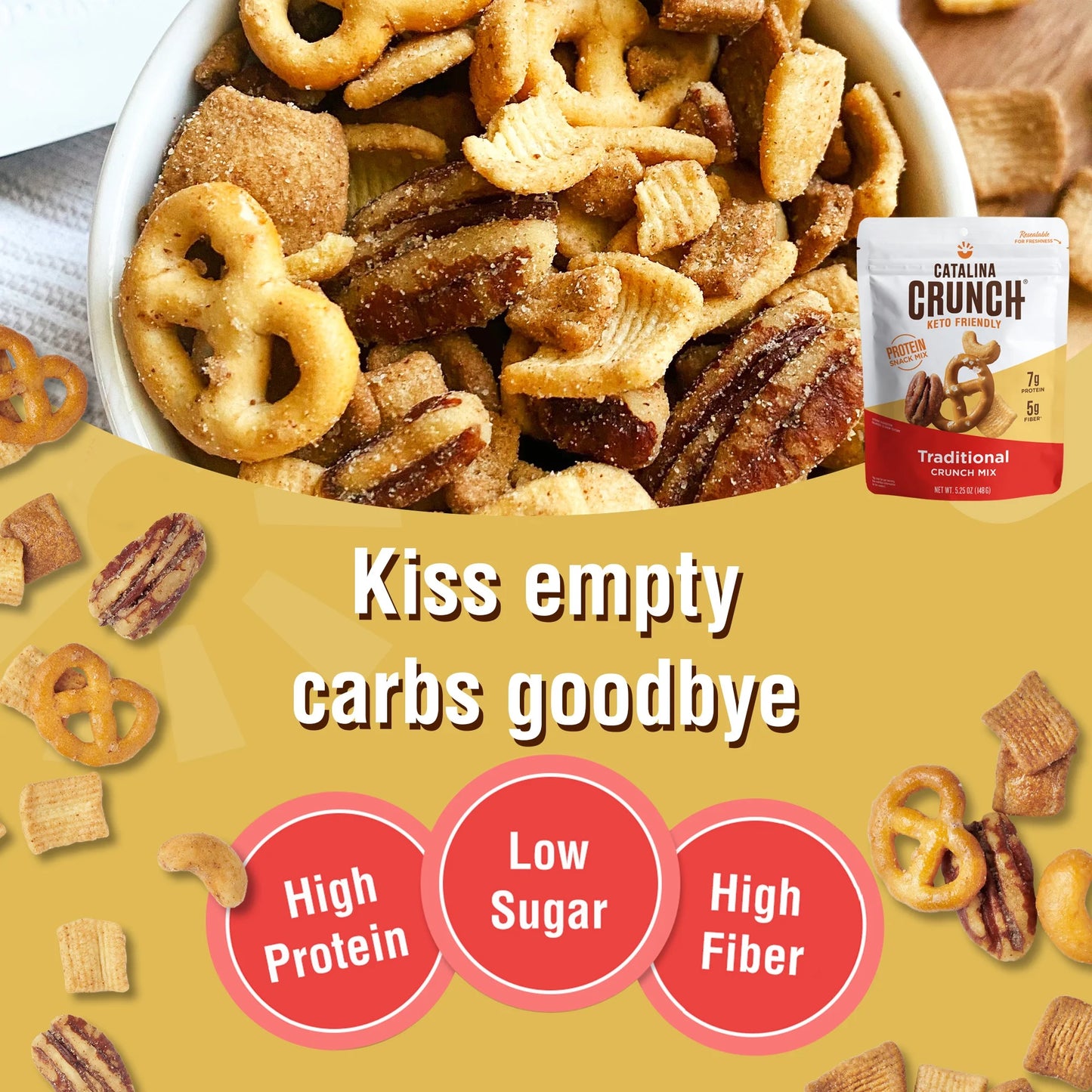 Mix Traditional Keto Snack Mix | Keto Friendly, Low Carb, Protein Snacks, 5.25 Oz (Pack of 3)
