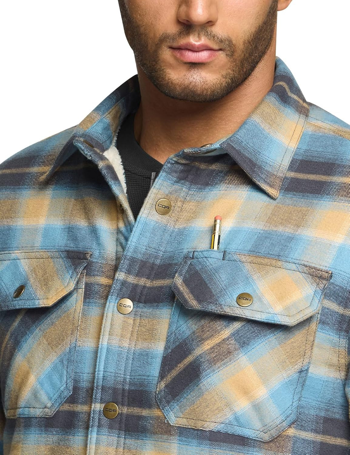 Men'S Plaid Flannel Shirt Jacket, Long Sleeve Soft Warm Sherpa/Quilted Lined, Button Up/Zip-Front