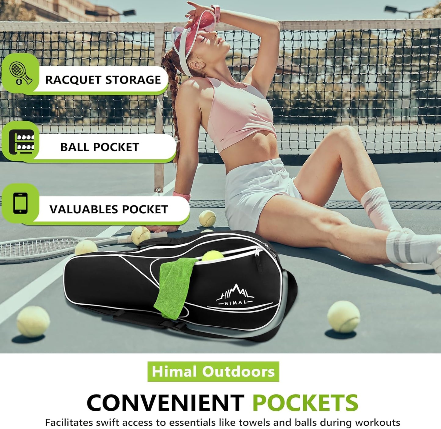 3 Racquet Tennis Bag with Protective Pad