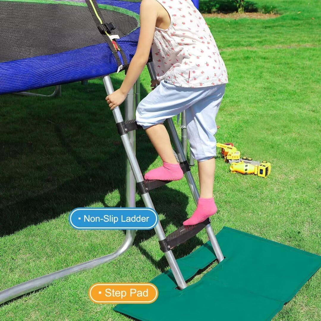 No-Gap Design 16 15 14 12 10FT Trampoline with Safety Enclosure Net and Non-Slip Ladder 10-Year Quality Assurance 