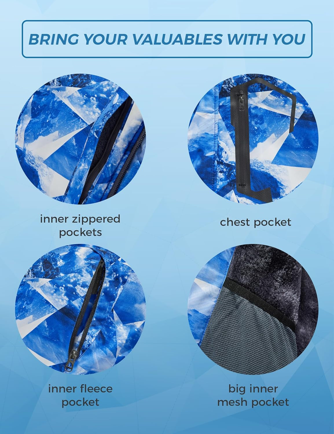 Men's  Mountain Waterproof Ski Jacket Windproof Warm Hooded