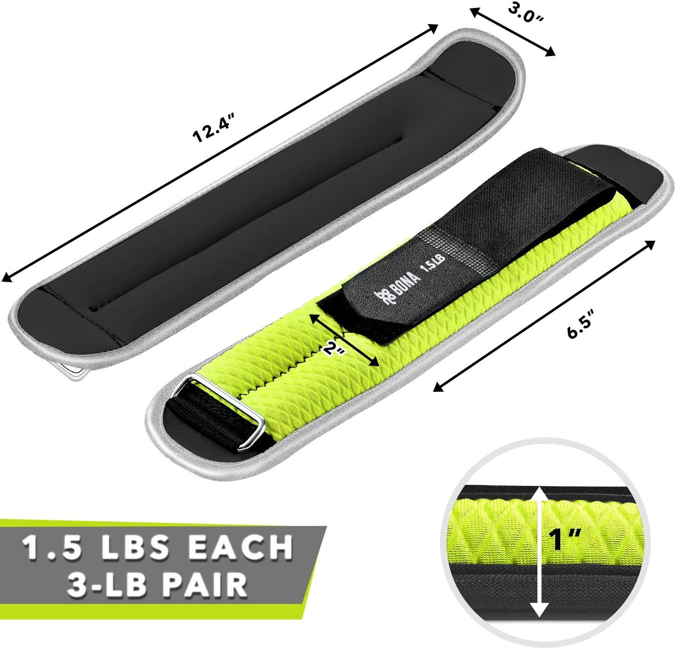 Fitness Adjustable Ankle Weights with Reflective Trim/2-5Lbs (1 Pair) for Walking, Jogging, Gymnastics Arm Leg Weights