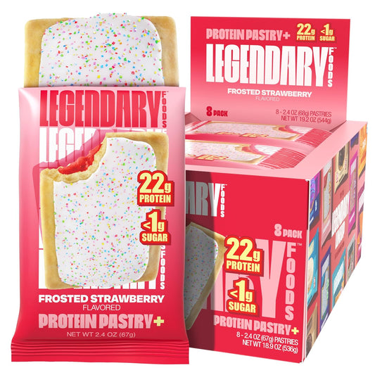 22G Protein Pastry+ Strawberry Low Carb Meal Replacement Bar, Low Glycemic, Gluten Free Protien Snacks - Healthy Keto Snack Box, 8X Zero Sugar Energy Bars - Bariatric Diabetic Friendly