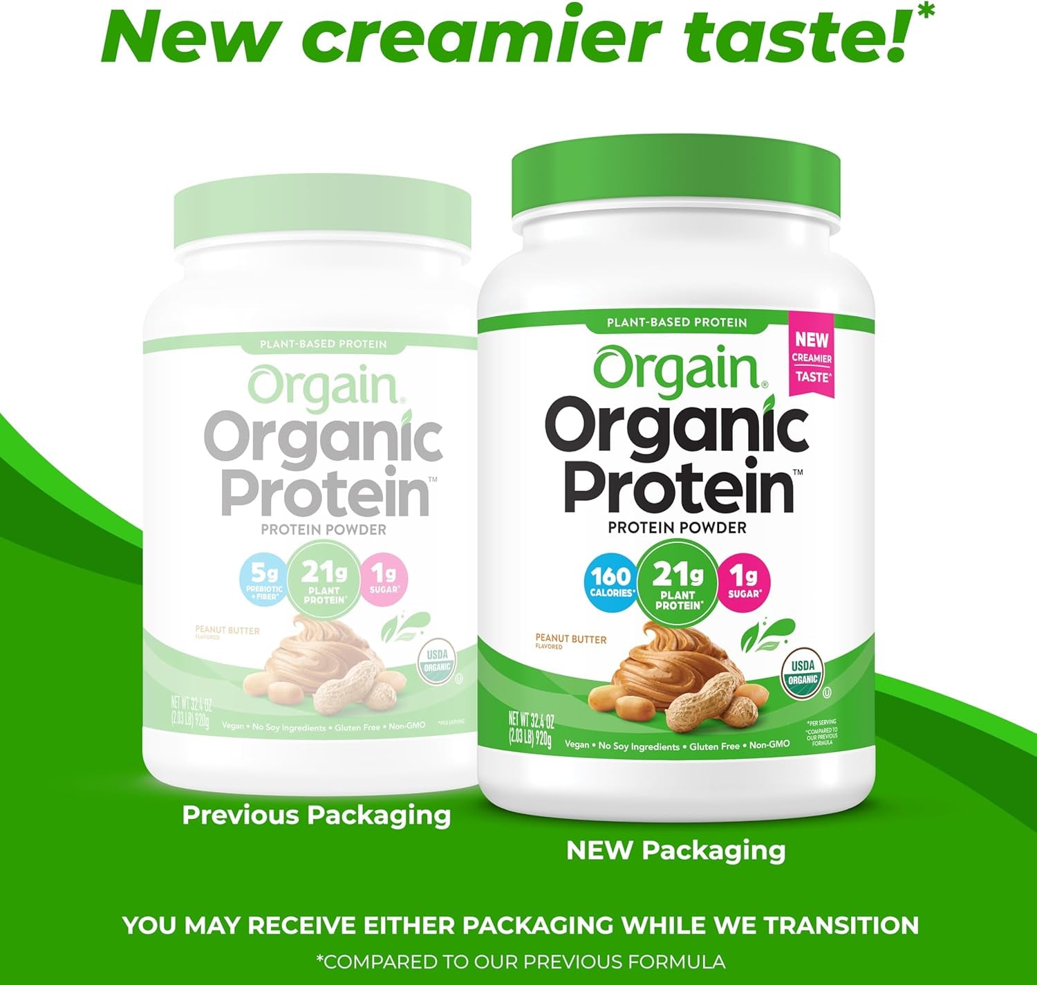 Organic Vegan Protein Powder, Peanut Butter - 21G Plant Protein, 7G Prebiotic Fiber, Low Net Carb, No Dairy Ingredients, No Added Sugar, for Shakes & Smoothies, 2.03 Lb (Packaging May Vary)