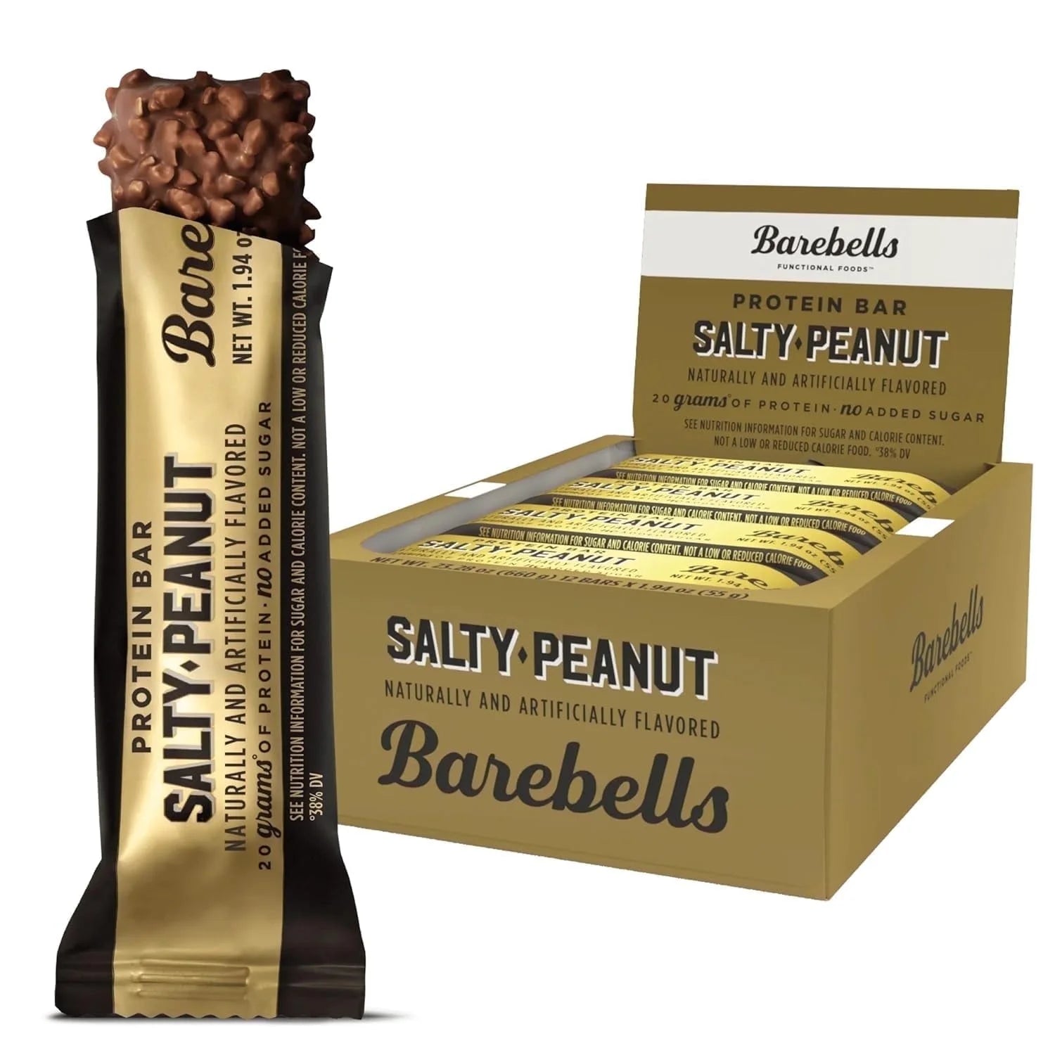 Protein Bars Salty Peanut - 12 Count, 20G High Protein Treats - Chocolate Nutrition Bar with 1G Total Sugars - On-The-Go Breakfast or Post-Workout Snack
