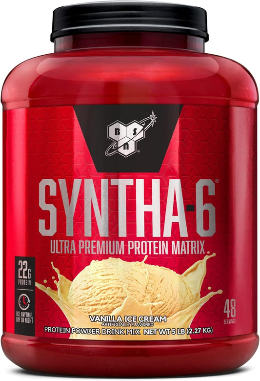 SYNTHA-6 Whey Protein Powder, Micellar Casein, Milk Protein Isolate Powder, Vanilla Ice Cream, 5 Pounds, 48 Servings (Pack of 1) - Package May Vary
