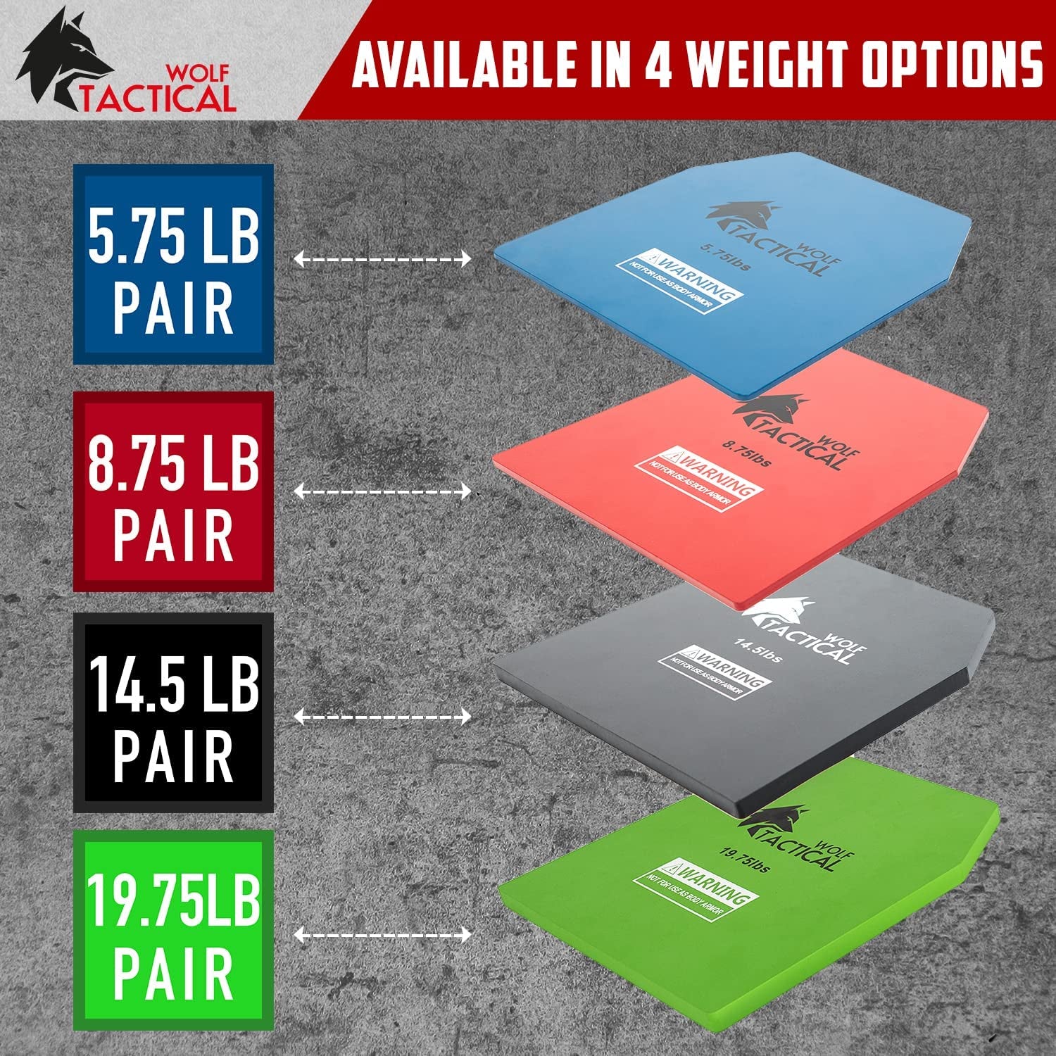 Weight Vest Plates - 5.75/8.75/14.5/19.75LB Pairs