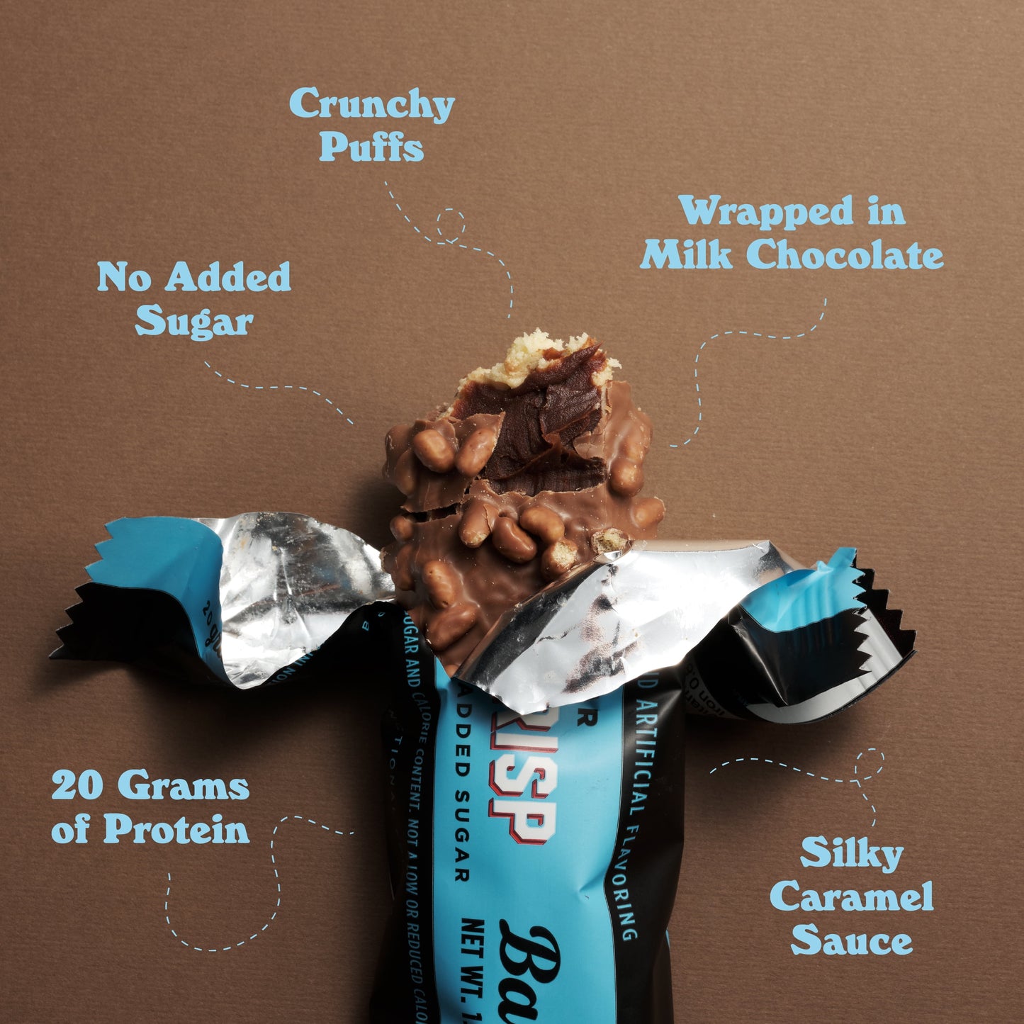 Protein Bars Creamy Crisp - 12 Count, 20G High Protein Treats - Chocolate Nutrition Bar with 1G Total Sugars - On-The-Go Breakfast or Post-Workout Snack