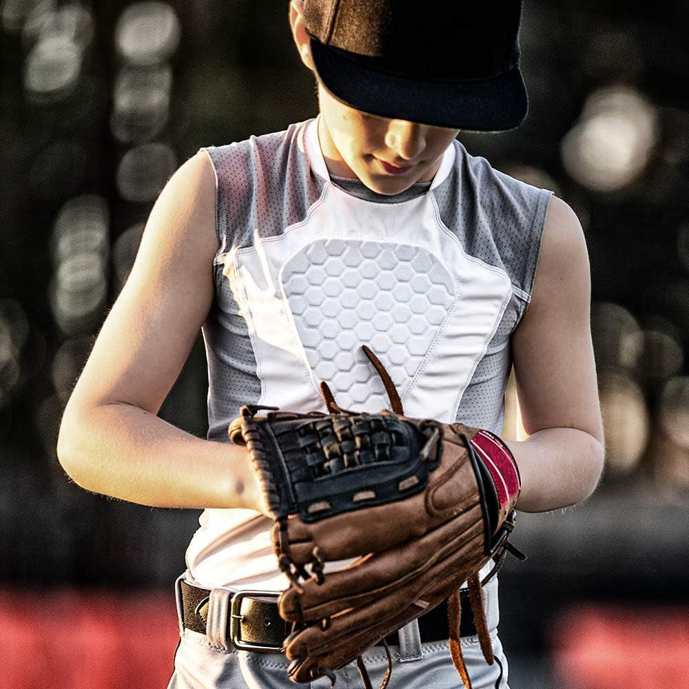 Youth Chest Protector Baseball Heart Guard Sternum Protection Compression Shirt.