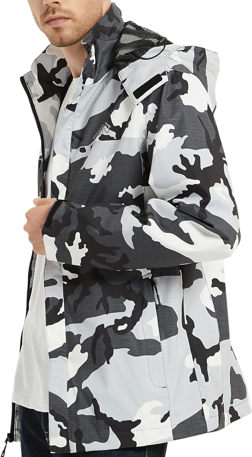 Men's Lightweight Waterproof Hooded Rain  Raincoat 