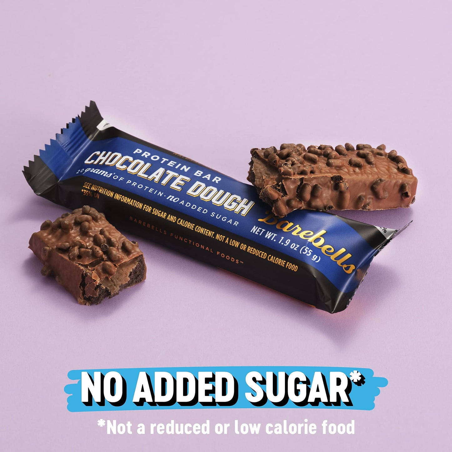 Protein Bars Chocolate Dough - 12 Count, 20G High Protein Treats - Chocolate Nutrition Bar with 1G Total Sugars - On-The-Go Breakfast or Post-Workout Snack