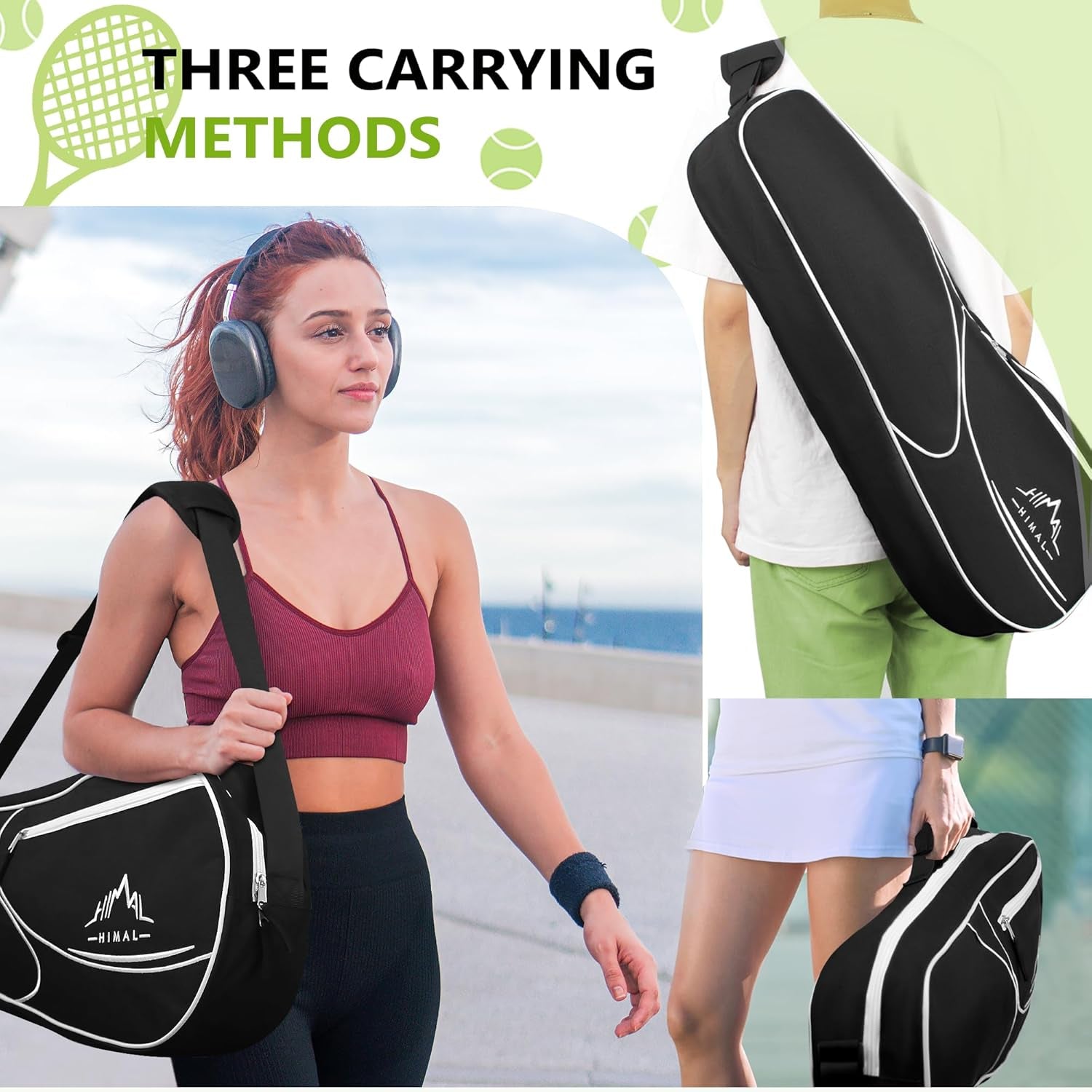 3 Racquet Tennis Bag with Protective Pad