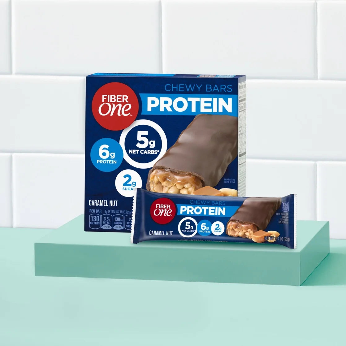 Chewy Protein Bars, Caramel Nut, Protein Snacks, 1.17 Oz, 5 Ct